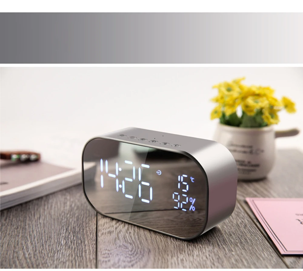 Цифровой светодиодный Будильник с беспроводным Bluetooth динамиком высокой емкости FM радио Поддержка Aux TF офис спальня домашний Повтор дисплей