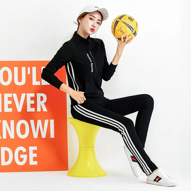 

Sports WOMEN'S Suit Spring And Autumn Slim Fit Stand Collar Casual Running Two-Piece Set Groups Activity Kindergarten Suit Custo