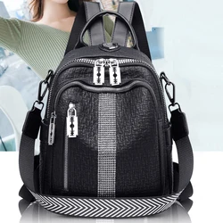 New Large Capacity Women's Backpack PU Leather Diamond-encrusted Shoulder Bags For Teenagers Girl Travel Anti-theft School Bag