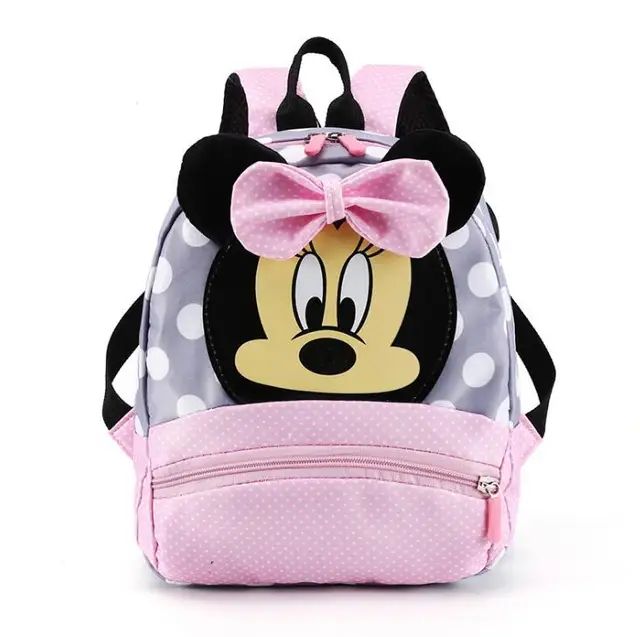 Disney Cartoon plecak dla chłopców dziewcząt Minnie Mickey Mouse dzieci piękny tornister plecak do przedszkola dla dzieci prezent tanie i dobre opinie CN (pochodzenie) NYLON zipper Backpack 0 25kg 28cm W stylu rysunkowym Disney school bag Damsko-męskie 22cm plecaki do szkoły