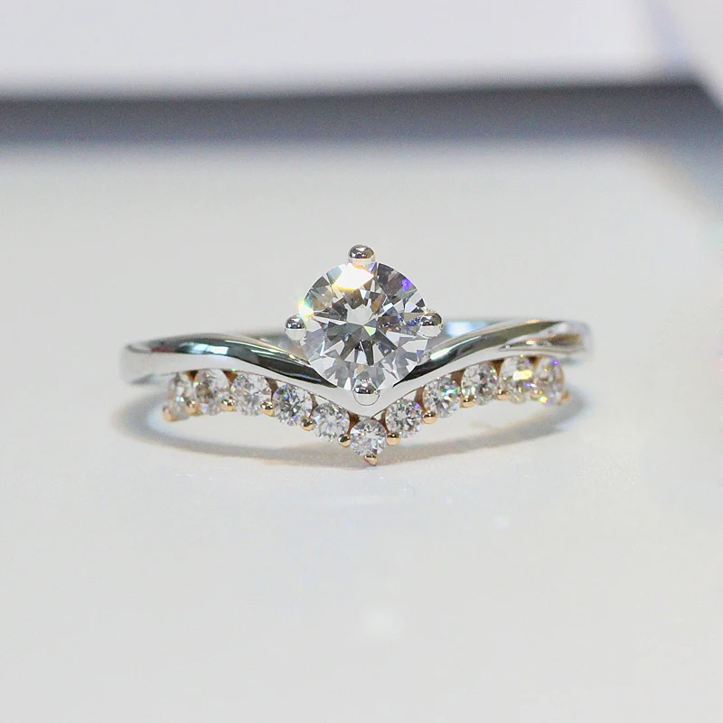 Бриллиантами плотное кольцо из белого золота 18 карат 0.3ct натуральный Diamonds18K желтого золота 0.1ct Обручение обручальное кольцо для Для женщин