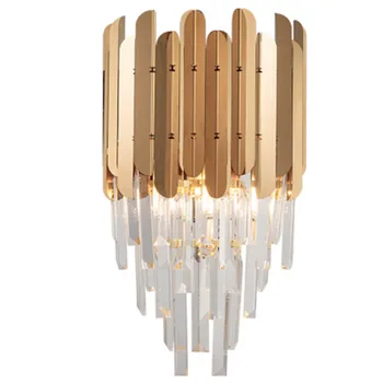 

Modern led wall light crystal luminaria gold creative design indoor wall lamps lights for home bedroom bedside corridor sconce