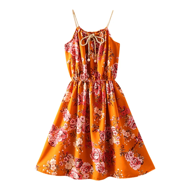 Fashion Floral Print Strap Sundress Sexy Elastic Waist Sleeveless Dresses Bohemian Women Summer Dress 