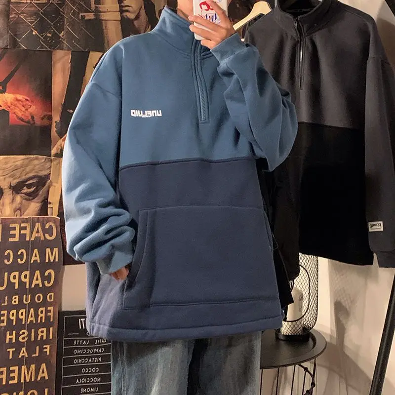 Waliicorners sweatshirt mens pullover loose trend all-match thick zipper jacket 6 Hf97e94fc8dab47b29983e75d9f8e2b09q