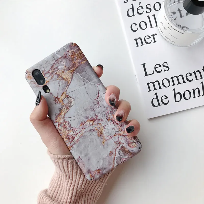 PC001 Мраморный чехол для телефона huawei mate 20 P20 P30 Lite Pro чехол матовый Жесткий PC броня для Honor 10 Lite huawei P Smart чехол s Coque - Цвет: PC001