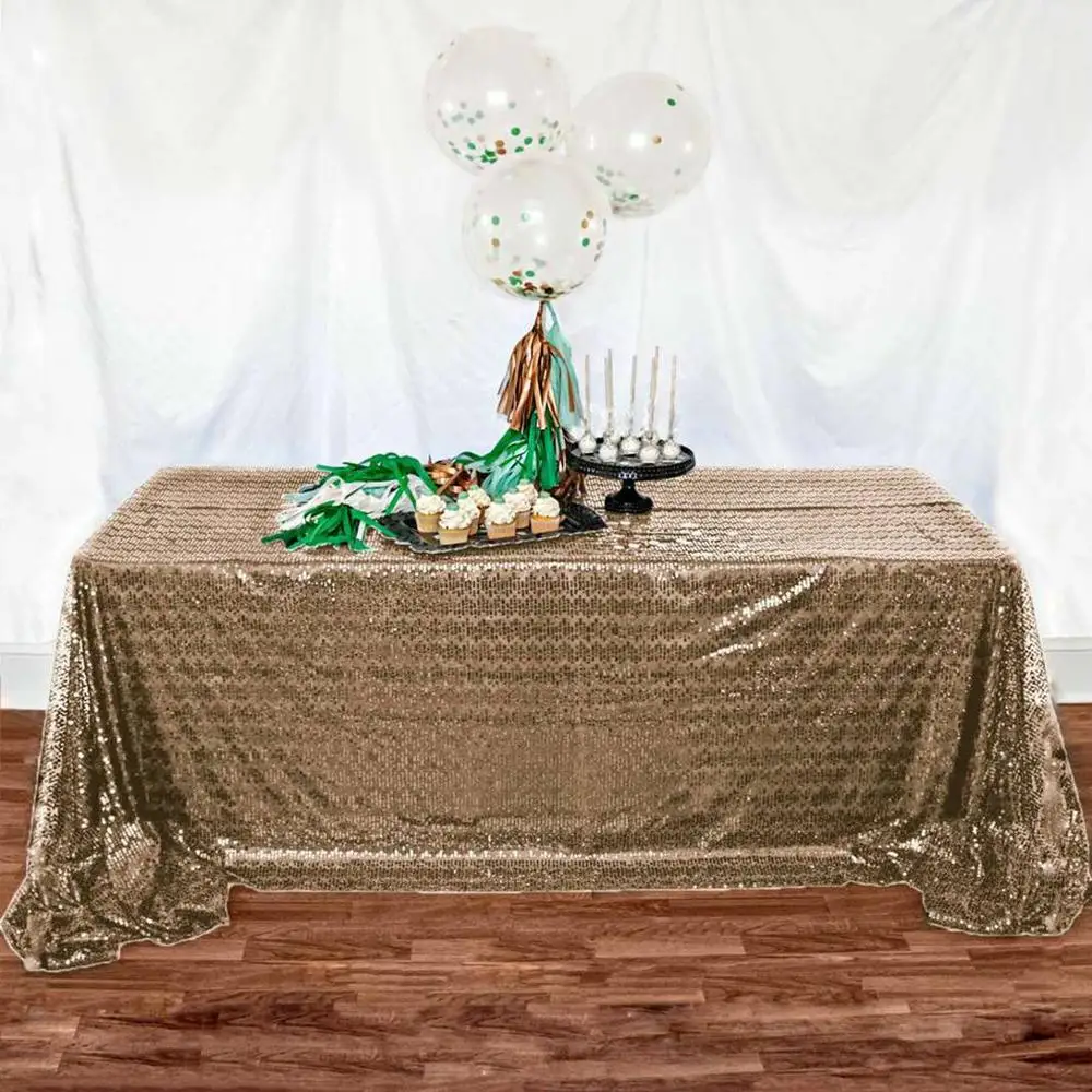 Sequin Tablecloth Chocolate Color Rectangle Wedding Tablecloths 80 Inch Sparkle Table Cloth Candy Party Table Cover Overlay