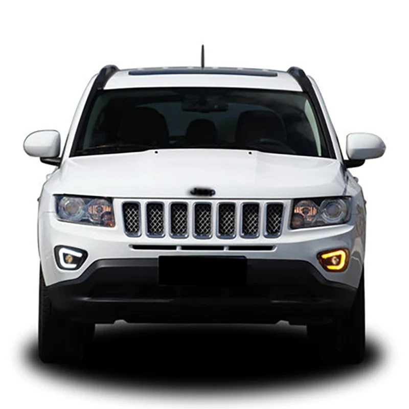 2 шт. для JEEP Compass 2011- Светодиодный дневной ходовой светильник DRL Автомобильная противотуманная фара 6000K белый светильник желтый светильник