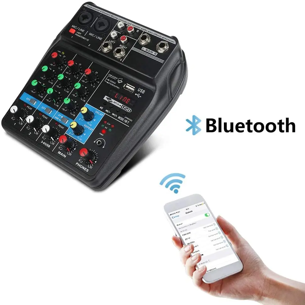 Misturador de Som Gravação de Música Misturador de Áudio Console Canais Reprodução Bluetooth 4 Usb - Image 3