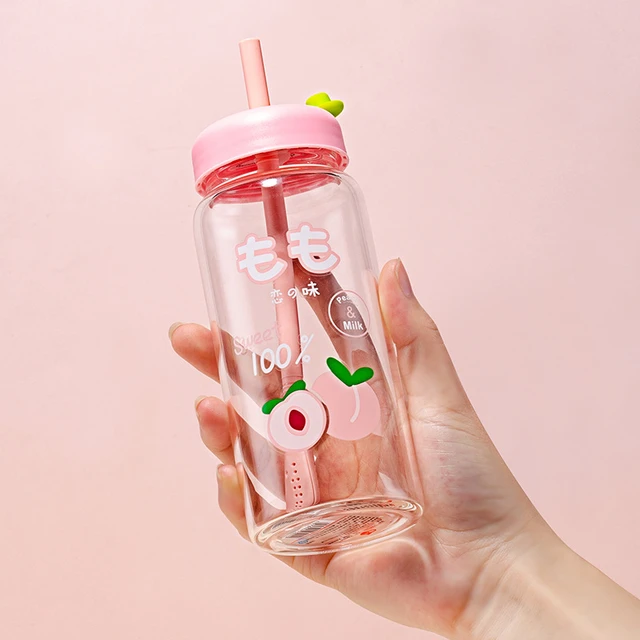 Creative Cherry Blossoms Water Bottle Cute Glass Clear Water Bottles For  Girls Portable Leakproof Kids Student Drinking Bottles - AliExpress