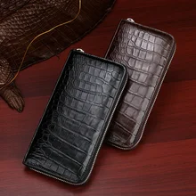

Alligator Belly Leather Men's Business Purse Genuine Leather Fashion Zipper Wallet High Quality Clutch Bag Cozy Casual Clip Bag