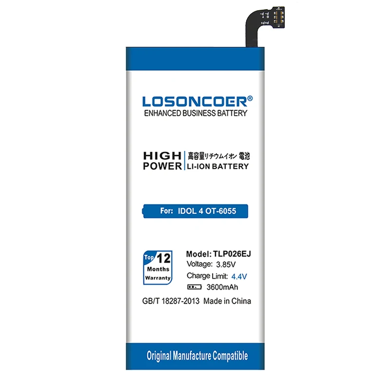 LOSONCOER аккумулятор 3600 мАч TLp026EJ для Alcatel idol 4 OT6055 6055H 6055Y 6055U 6055 6055K 6055B+ быстрое поступление+ Подарочные инструменты