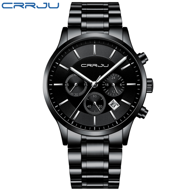 New Fashion Men Watch Classic Business Multifunction Chronograph Quartz Wristwatch Casual Waterproof Stainless Steel Clock