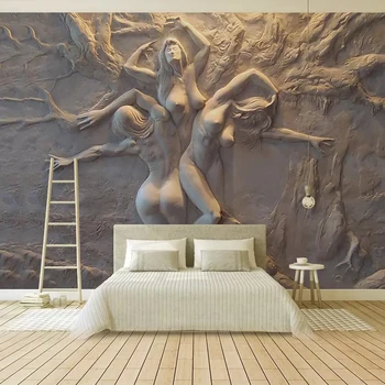 

Custom Wallpaper European 3D Stereoscopic Embossed Abstract Beauty Body Art Background Wall Painting Living Room Bedroom Mural