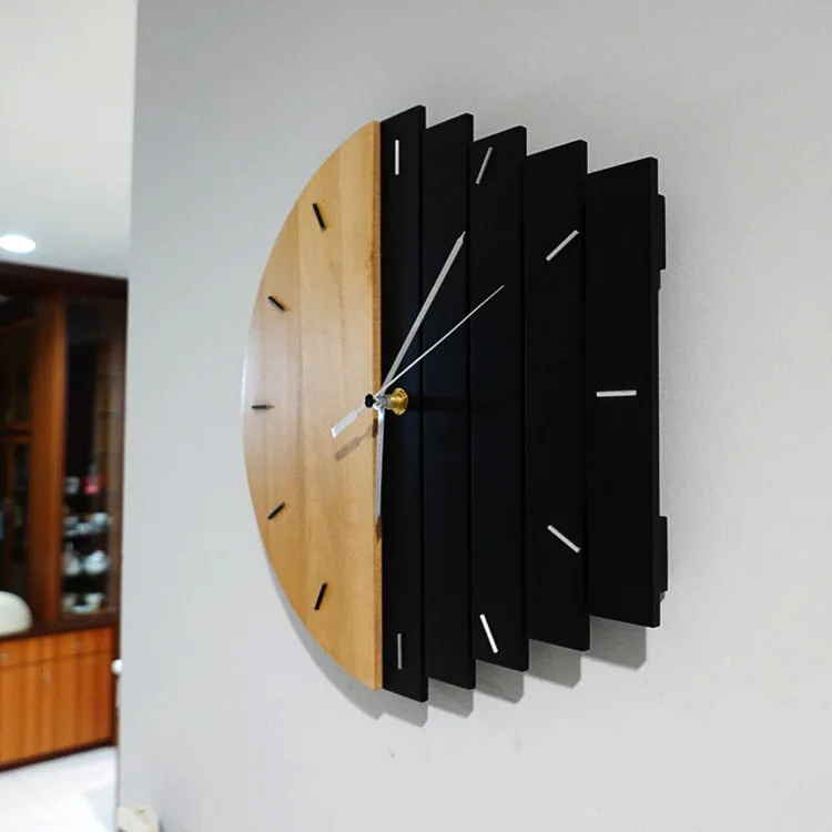 Abstract industrial style creative big wall clock 12inch living room bedroom wall wooden clock quartz clock wall watch