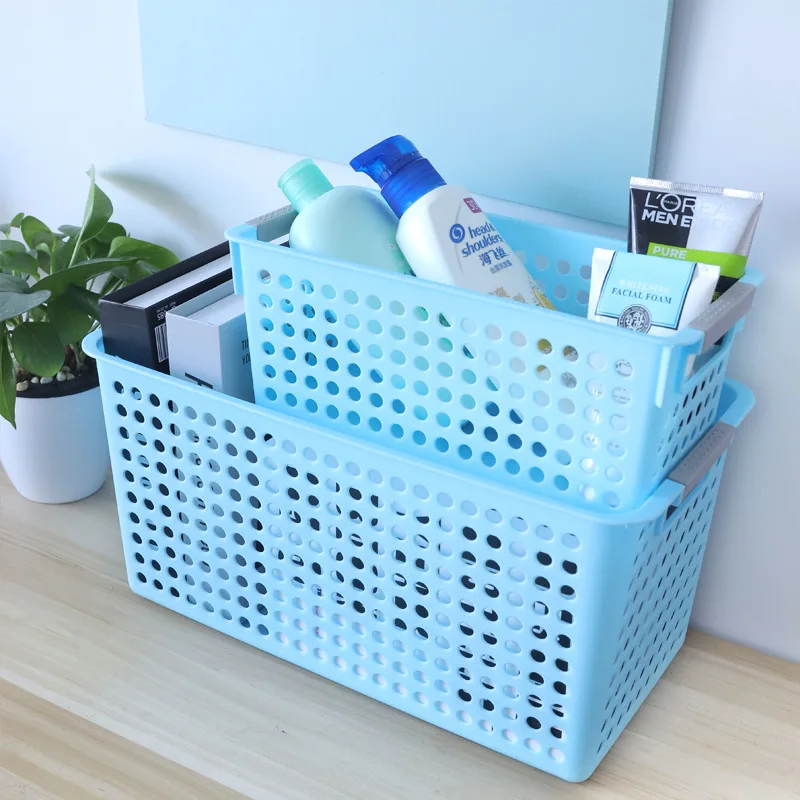 

Kitchen Storage Basket 34*17*16cm Plastic Box Rectangular Washing And Gargling Shelf Desktop Snack