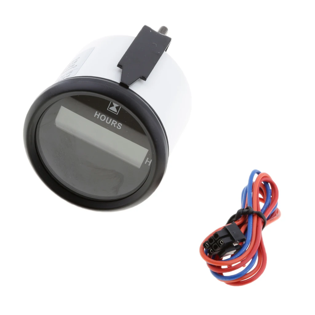 DC 12v 24v счетчик часов круглый для судовых лодок двигателя мотоцикла - Цвет: Black Black