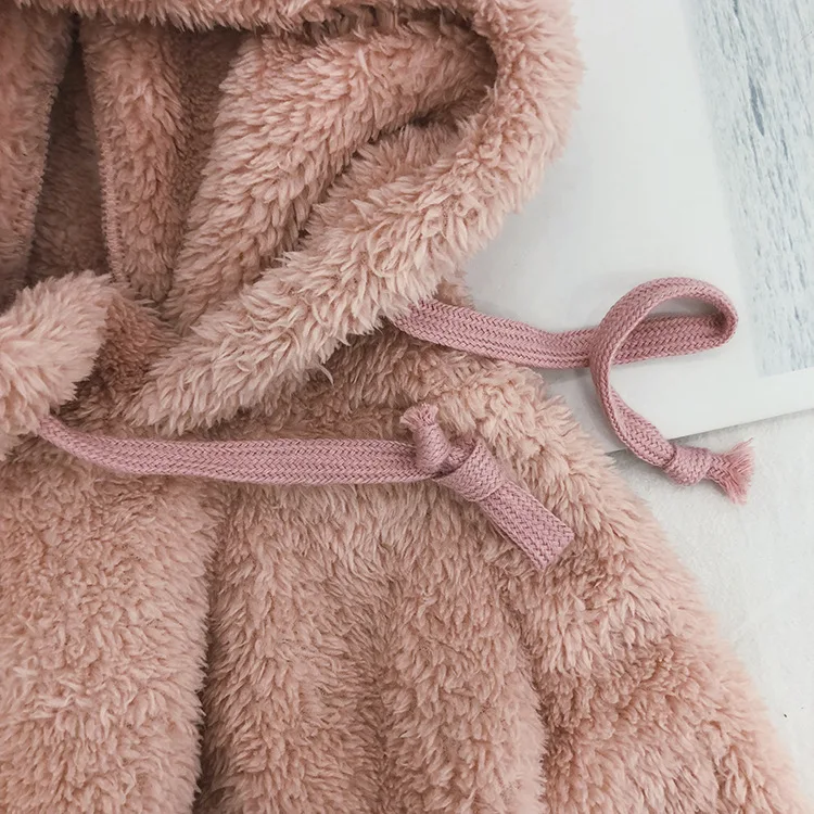 Najtaniej Zima jesień dziewczynek bluzki flanelowa bluza z kapturem kreskówka ucho królika z kapturem dorywczo dziewczynek z kapturem niemowlę maluch ubrania