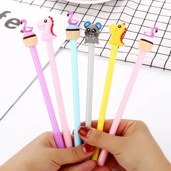

40 pcs/lot Cartoon Dinosaur Flamingo Mouse Gel Pen Cute 0.5mm black ink Neutral Pen School writing Supplies Promotional Gift