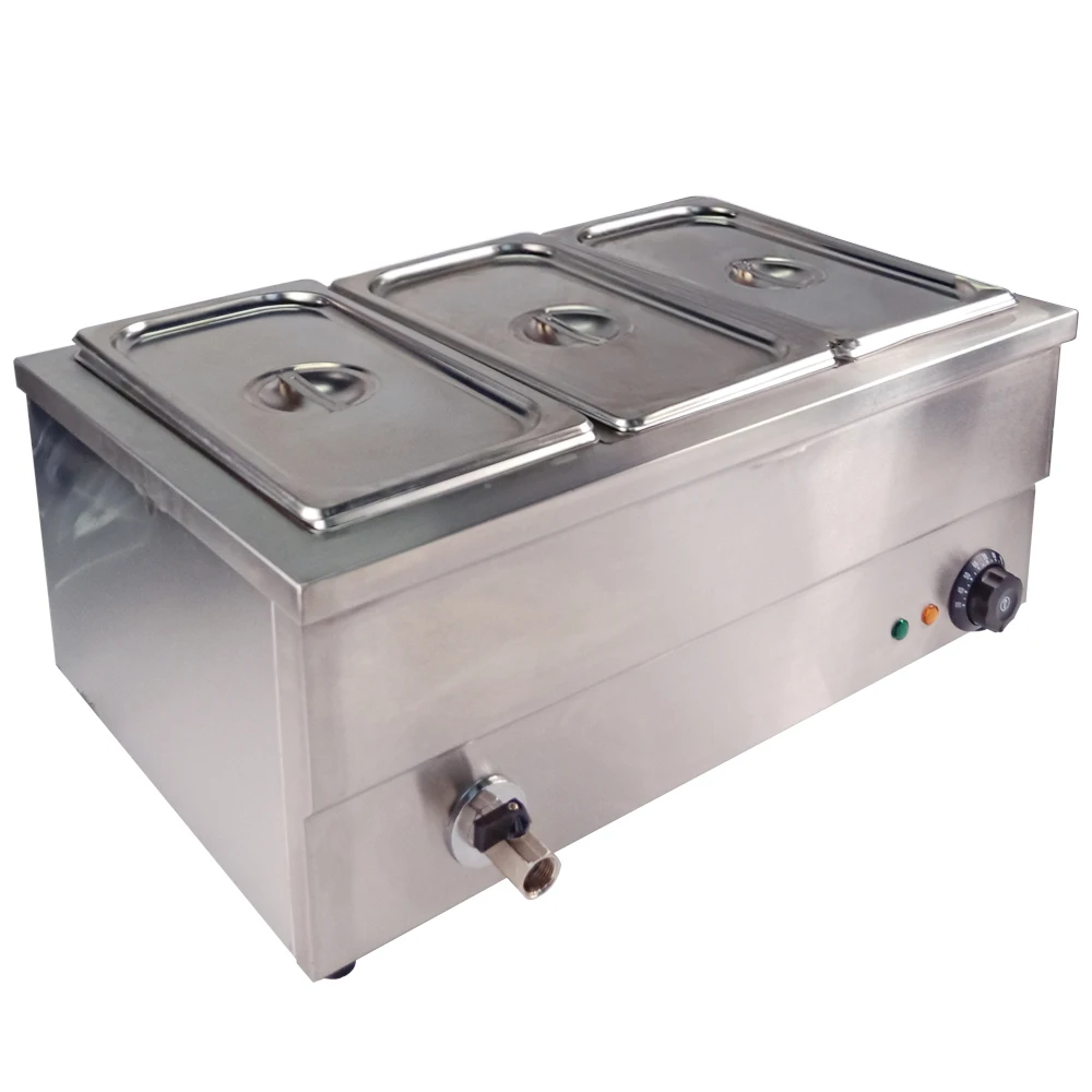 3 Пан коммерческий Электрический Bain Marie буфет суп бассейн из нержавеющей стали подогреватель пищи паровой Пароварка влажный хорошо дисплей Bainmarie