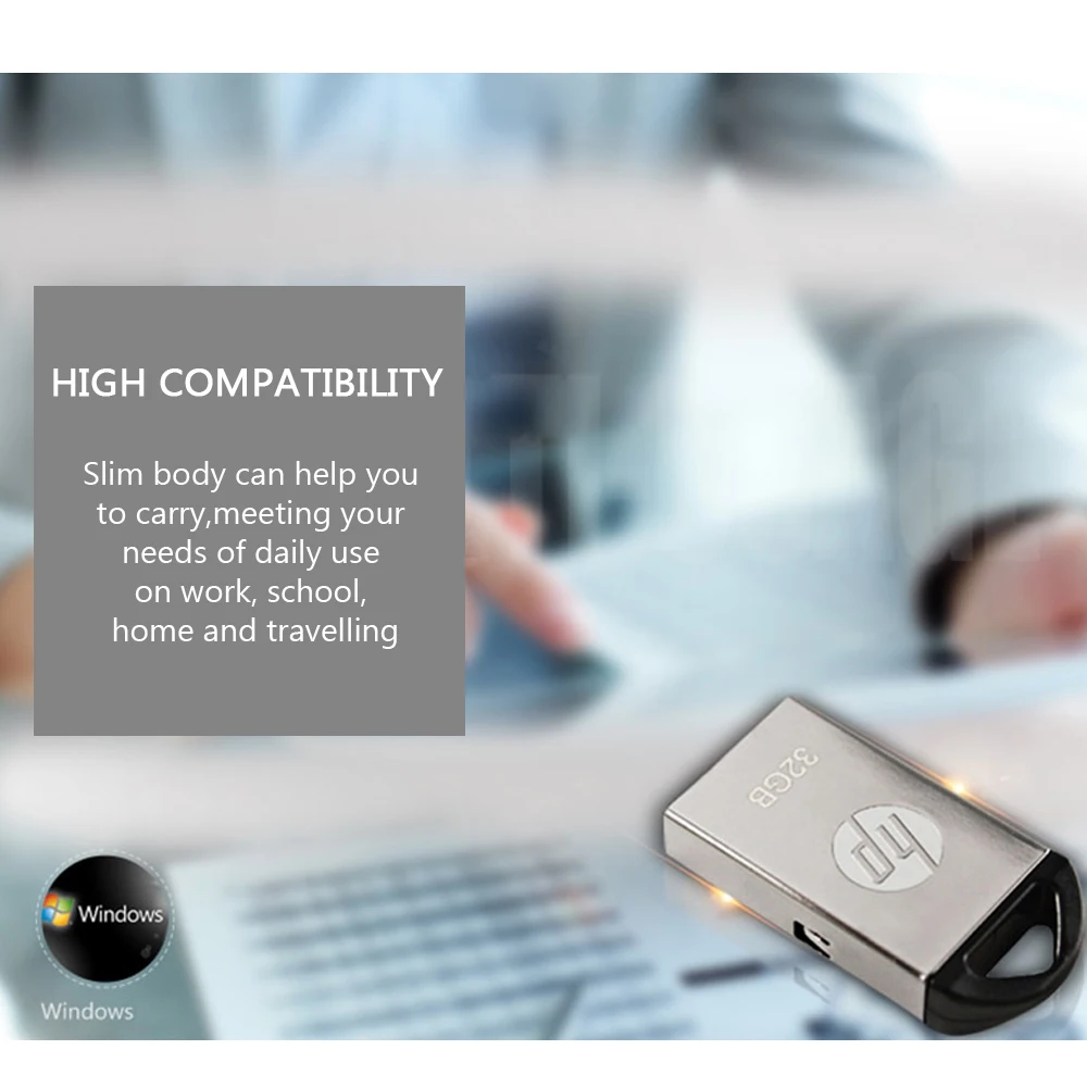 Hp Mini USB флеш-накопитель для автомобиля 64 ГБ 32 ГБ 16 ГБ металлическая ручка-накопитель USB 2,0 Флешка флеш-накопитель диск памяти на ключ флэш-накопитель