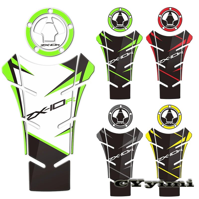 Adesivi Per Kawasaki Ninja Zx-10R Zx10R Tank Pad Tank Pad Gas Knee Emblem Badge Logo Decalcomania Kit Accessori 2019 2020 2021