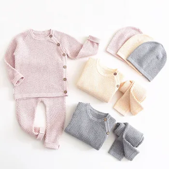 Buy CheapBaby Boy Girl Clothes Sets Spring Autumn Newborn Baby Girl Clothing Warm Tops + Pants Outfits Baby Knit Sweater Set Baby Pajamas.