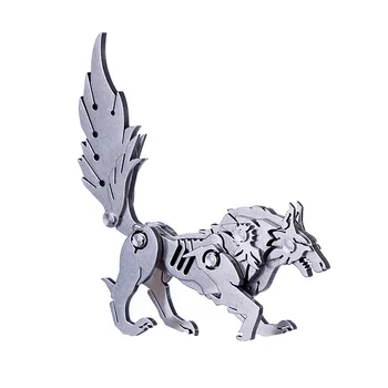 

DIY Assembled Model Kit 3D Stainless Steel Assembled Detachable Model Puzzle Ornaments - Wild Wolf