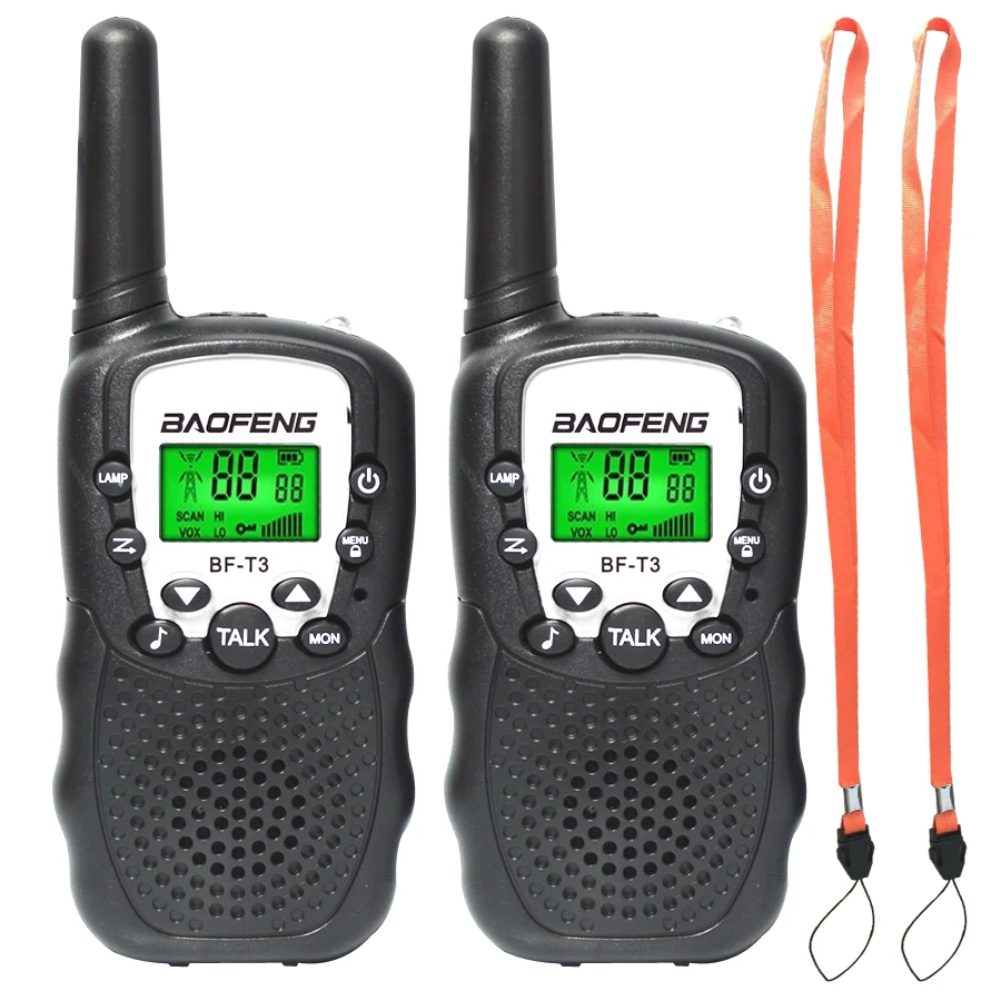 Baofeng T3-miniwalkie talkie portátil, 2 unidades por juego, para niños, de regalo, con radio bidireccional de 0,5 W, transceptor BFT3