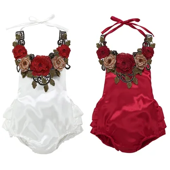 

Baby Summer Clothing Newborn Infant Baby Girl Bodysuits Dress Clothes Sleeveless Flowers Print Jumpsuits Tutu Dress