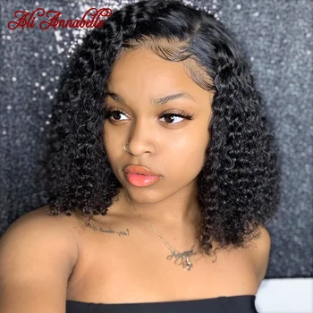 

Curly Bob Wig Lace Front Human Hair Wigs Brazilian Curly Human Hair Wig Side Part 180% Density 13x6 Short Bob Lace Front Wigs