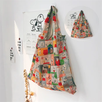 

Puppy and Friends Foldable Reusable Shopping Tote Portable Travel Storage Bags Simple Cartoon Dogs Foldable Recycle Shopping Bag