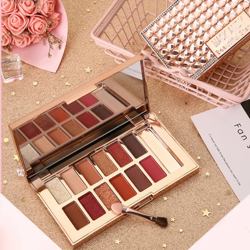 

Fashion Diamond Eyeshadow Palette Goddess 12 Color Pearl Matte Sequins Earth Color Eye Shadow Makeup Plate