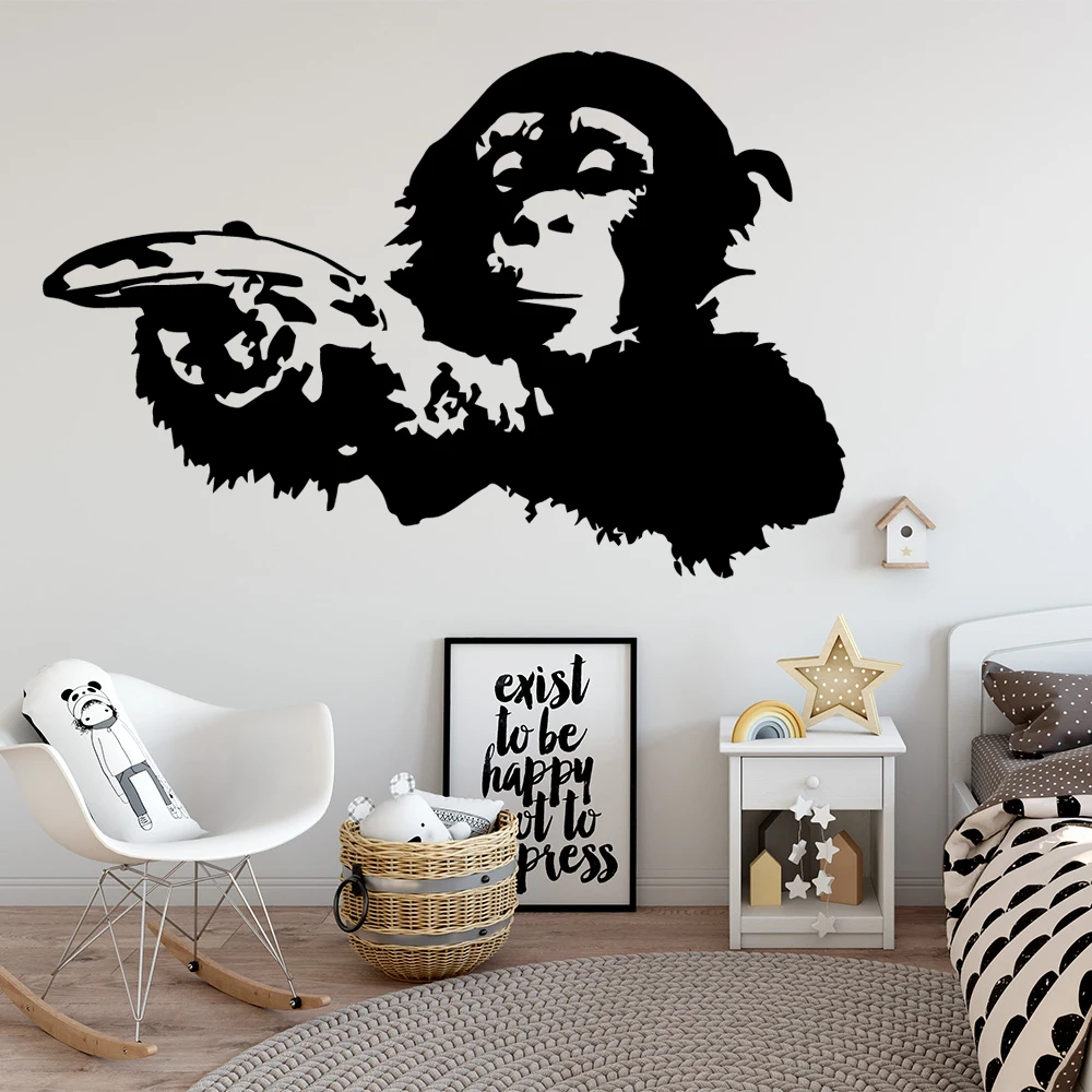 Модные виниловые наклейки Banksy gorilla на стену ПВХ декоративные | Дом и сад