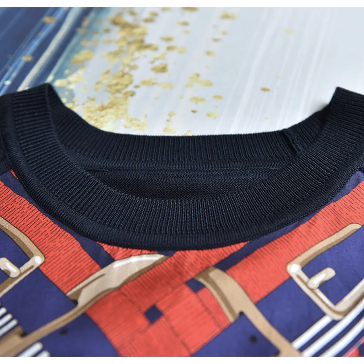 Svoryxiu шелка с принтом, в стиле пэчворк, шерстяные пряжа Вязание пуловеры Женская мода дизайнер осень тонкий свитер детский комбинезон женский