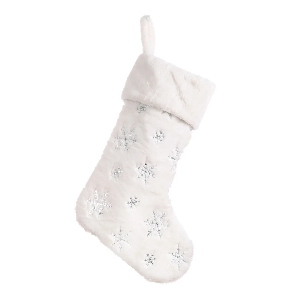 Рождественские декоративные носки мешок для конфет Рождество украшения мягкие бусины вышитые рождественские чулки носки Санты сумка для хранения