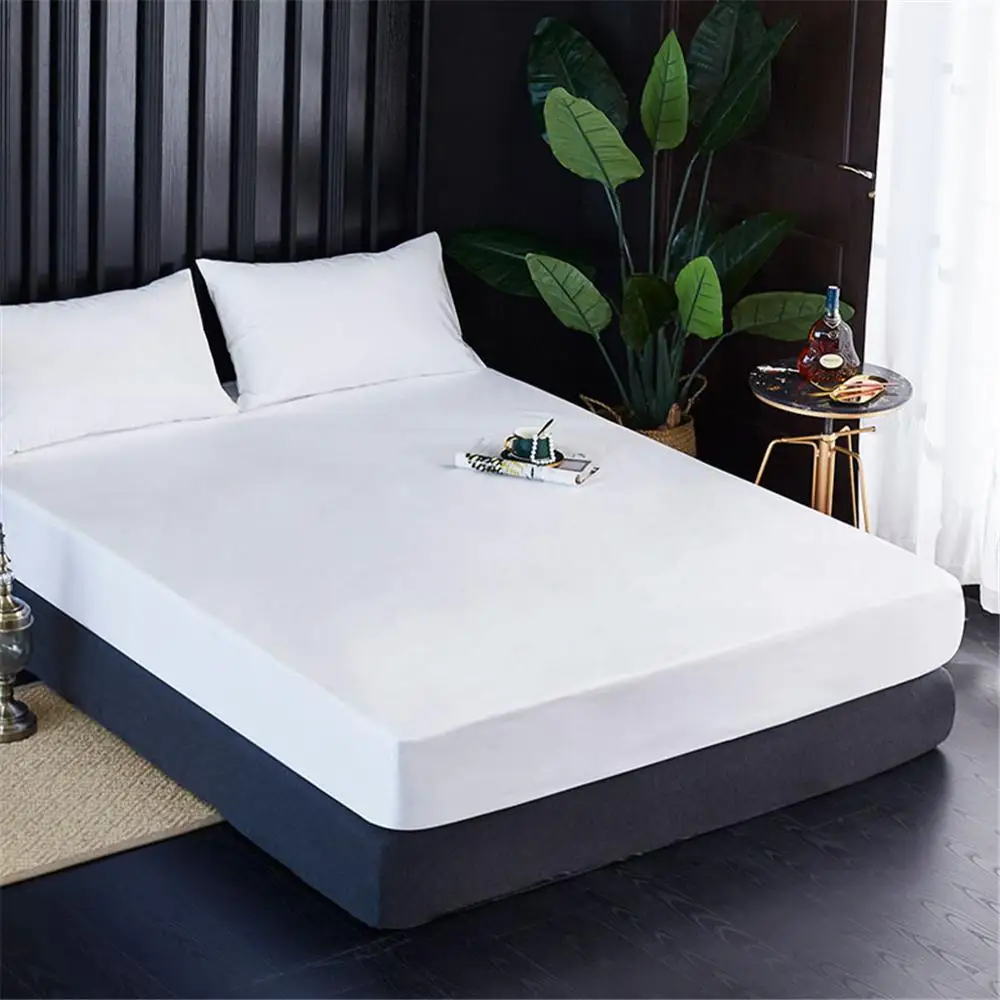 

Bed Mattress Cover Solid Color Bedspread Waterproof Smooth Smooth or Mattress Protector Anti Mites Travel hotel carry #2F