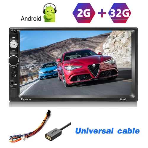Podofo автомобильный Радио 2 din Android мультимедийный плеер 2G+ 32G gps навигация WiFi без dvd 2 Din стерео приемник для VW Nissan Toyota - Цвет: With Universal Cable
