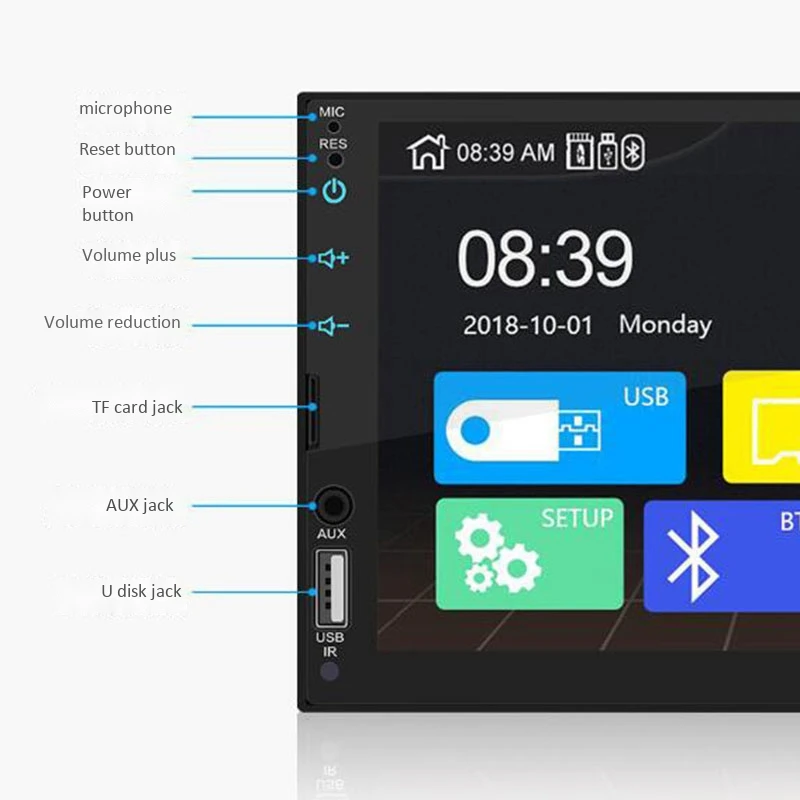 2 Din автомагнитола 7 дюймов HD пресс-экран плеер Android Авто Carplay мультимедиа MP5 FM/USB/AUX/Bluetooth автомобильный аудио для камеры заднего вида