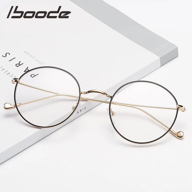 IBOODE близорукость очки для женщин и мужчин металлические готовые близорукие очки женские мужские круглые очки для близоруких очки унисекс