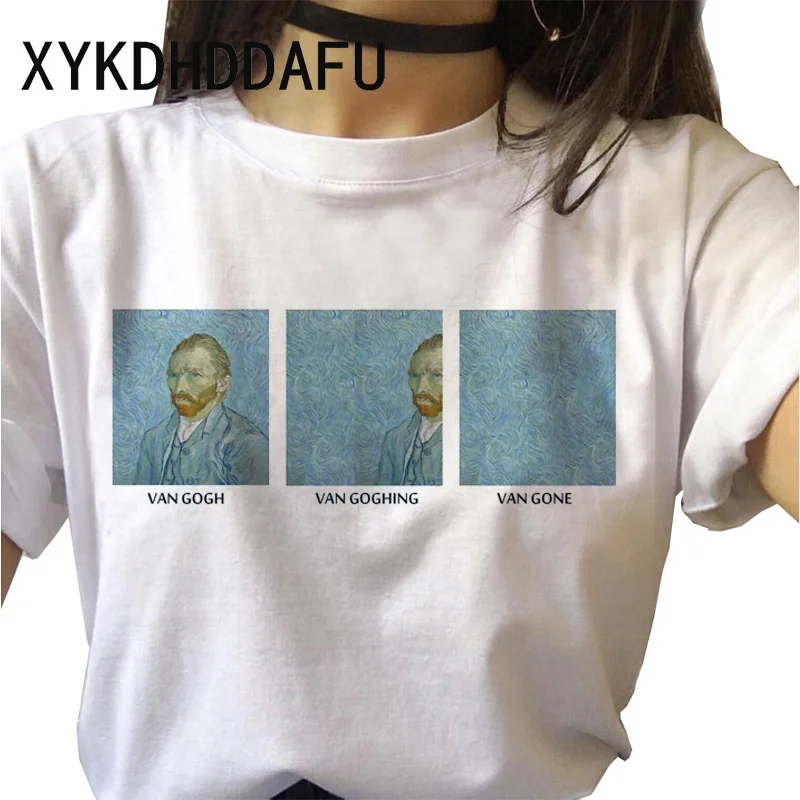 Camiseta con impresión de Van Gogh para mujer, remera estampada de arte moderno, ropa para mujer ulzzang estética, playera informal de estilo grunge