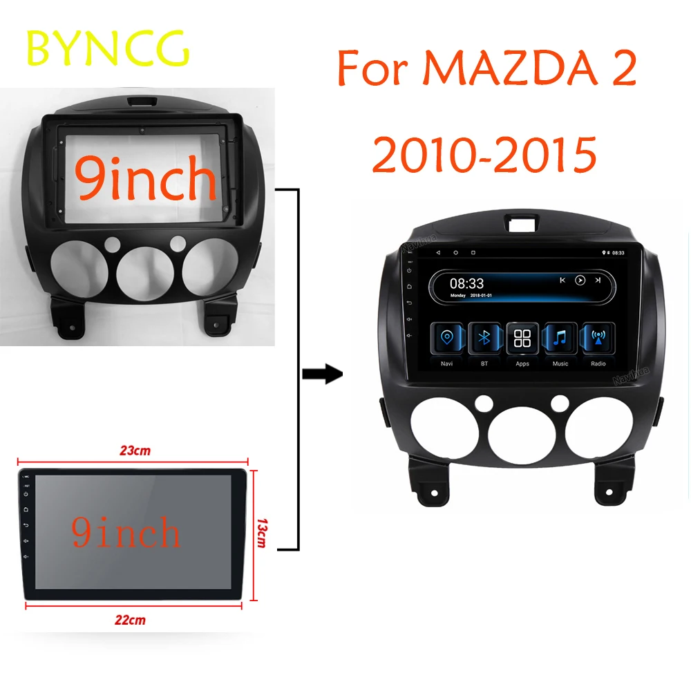 

BYNCG 9 Inch Car Plastic Dash Panel Auto Radio Multimedia Fascia For MAZDA 2 2010-2015 Dashboard ABS plastic Installation