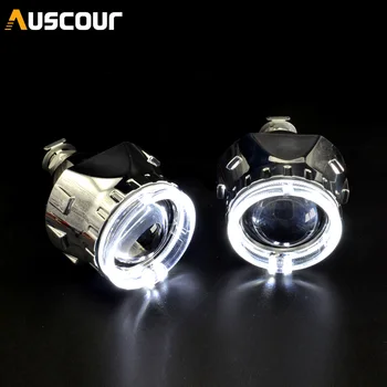 

2pcs h1 bixenon Projector lens white DRL with yellow turning signal function led day running angel eyes car headlight modify