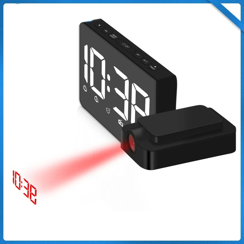 

Multifunction 360 Degree Projection Desktop Clock Creative Digital Led Radio Alarm Clocks Snooze 3 Colors Cube with Illumination