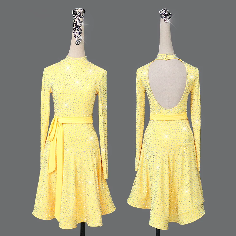 2020 new Latin dance show shows the race dress, the high-end long sleeve professional adult lady sexy Latin dance dress