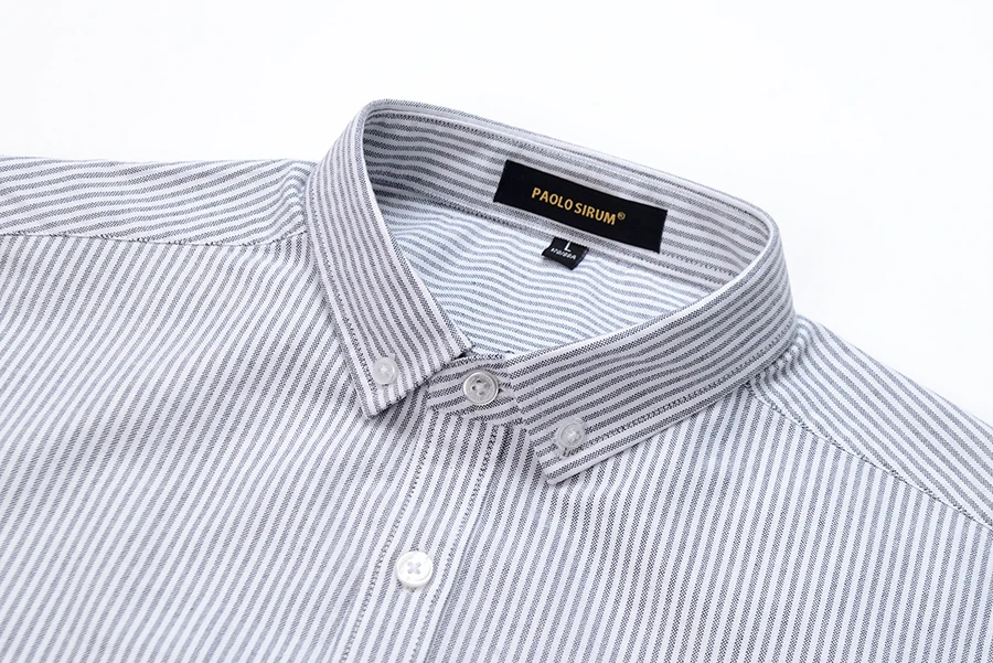 Casual Pure Cotton Oxford Striped Shirts For Men Long Sleeve Embroidery Logo Design Regular Fit Fashion Stylish mens short sleeve dress shirts