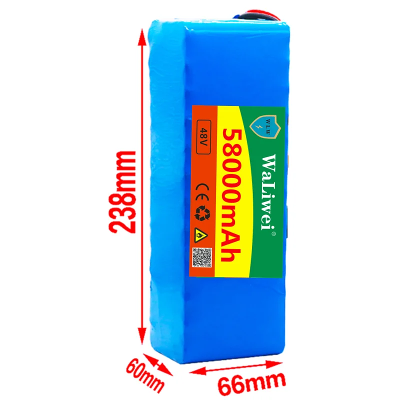 48v 58Ah большой capacity48v Батарея 1000w 13S3P комплект литий ионный батарей пакет для 54 6 v E