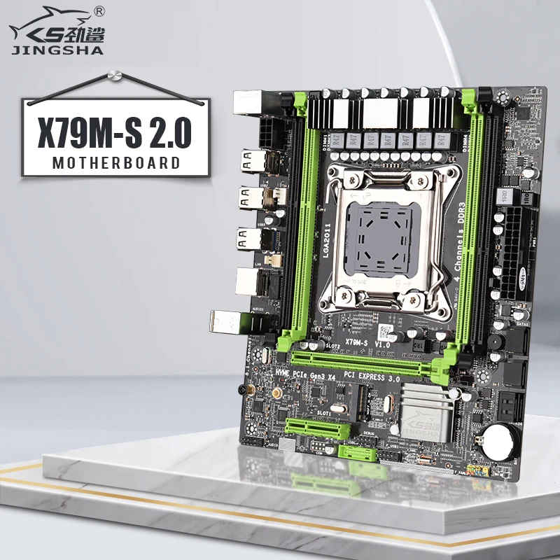 Материнская плата JINGSHA X79 материнская LGA2011 CPU ATX SATA PCI-E NVME M.2 SSD 2.0 LGA 2011 двухканальный