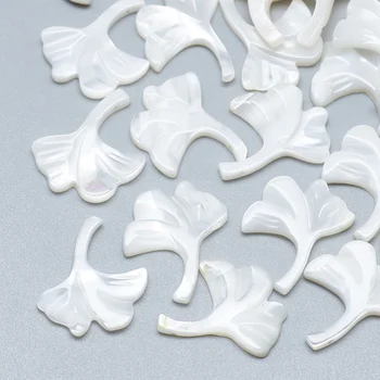 

10pcs Natural White Shell Mother of Pearl Shell Ginkgo Leaf Pendants for necklace jewelry DIY making Decor 16x15x2mm