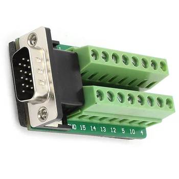 

New D-SUB DB15 VGA Male 3Row 15Pin Plug to Terminal PCB Board Connectors