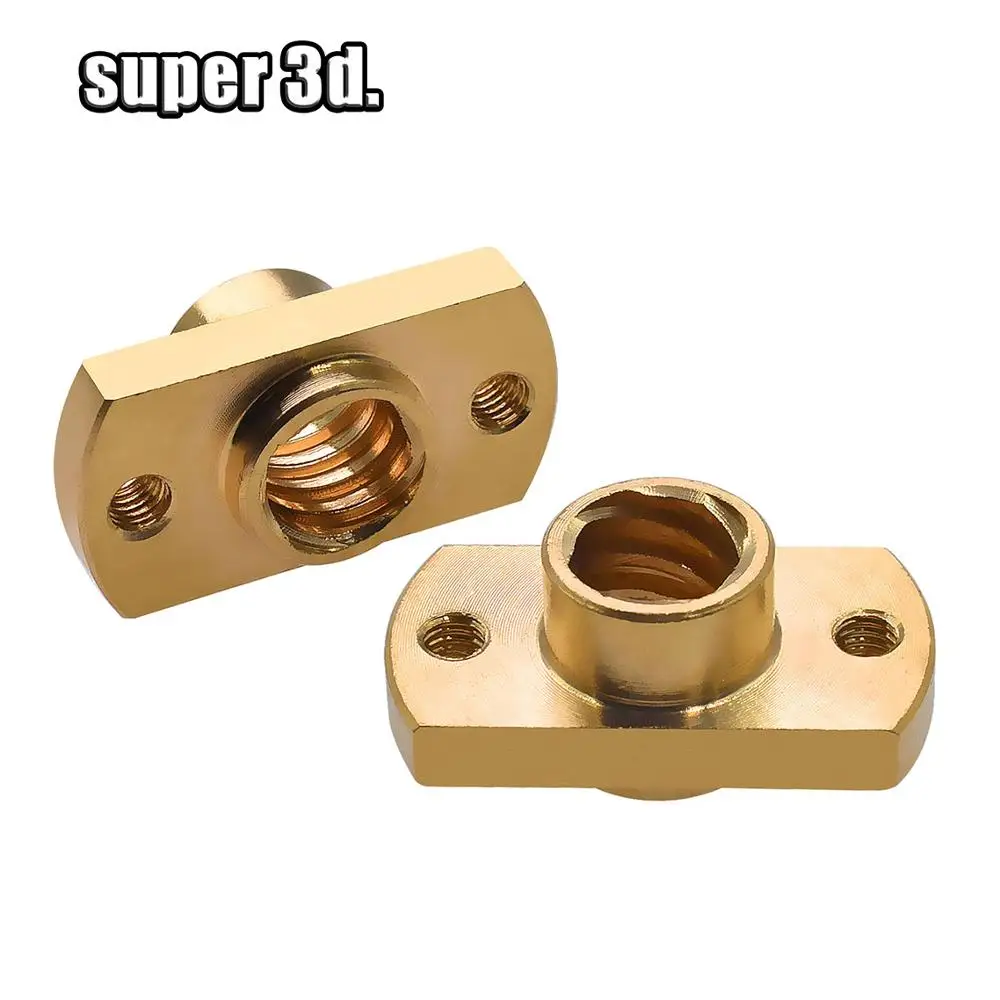 2 개/몫 T8 리드 스크류 너트 피치 2mm 리드 8mm 황동 T8x8mm 플랜지 리드 스크류 너트 CNC 부품 3D 프린터 액세서리